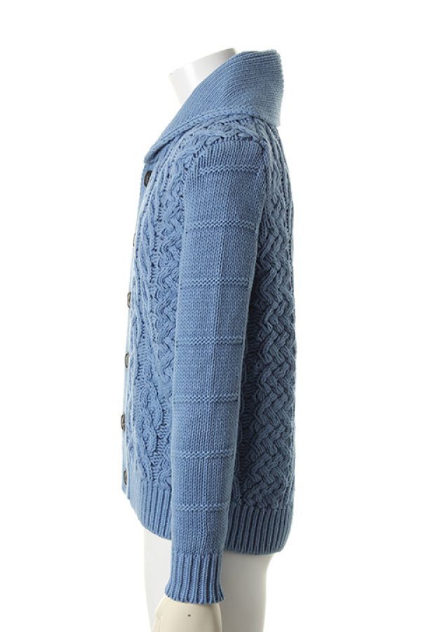 画像3: 【 50%OFF セール42,900円→21,450円】 TMT ティーエムティー WASHED INDIGO CABLE CARDIGAN{TKN-F1501-INDLIT-AEA} (3)