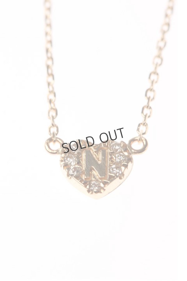 画像2: {SOLD}tink pink ティンクピンク パヴェハートイニシャル N ネックレス{-} (2)