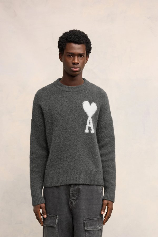 画像3: 【 30%OFF セール88,000円→61,600円】 AMI アミ オフホワイト Ami de Coeur クルーネック セーター{-BDA} (3)