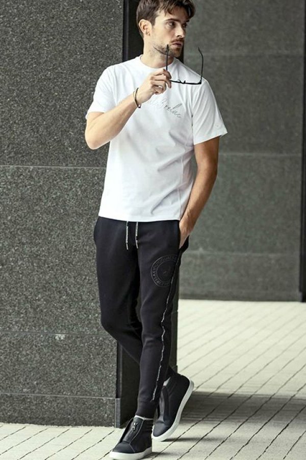 画像3: 【 40%OFF セール17,930円→10,758円】 1piu1uguale3 RELAX ウノピゥウノウグァーレトレ リラックス サークルロゴパイピングロングパンツ{-BDS} (3)