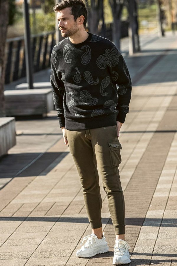 画像8: 1piu1uguale3 RELAX ウノピゥウノウグァーレトレ リラックス ビッグファスナーカーゴポケットスウェットパンツ{-BEA} (8)