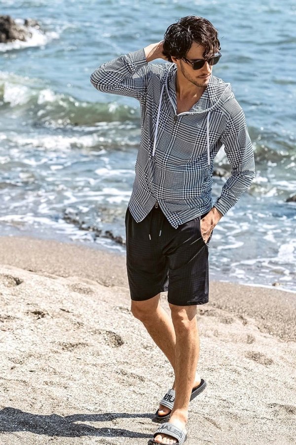 画像5: 1piu1uguale3 RELAX ウノピゥウノウグァーレトレ リラックス グレンチェックラッシュガードショーツ{-BFS} (5)