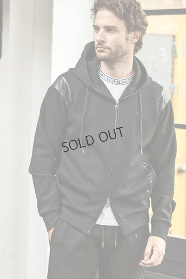 画像2: {SOLD}1piu1uguale3 RELAX ウノピゥウノウグァーレトレ リラックス レザーラインポンチパーカー{-BDA} (2)