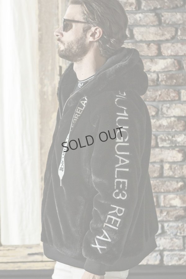 画像2: {SOLD}1piu1uguale3 RELAX ウノピゥウノウグァーレトレ リラックス ワイドスピンドル袖ロゴファーブルゾン{-BDA} (2)