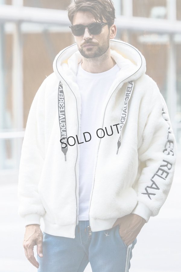 画像2: {SOLD}1piu1uguale3 RELAX ウノピゥウノウグァーレトレ リラックス ワイドスピンドル袖ロゴファーブルゾン{-BDA} (2)