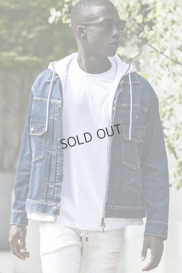 画像1: {SOLD}1piu1uguale3 RELAX ウノピゥウノウグァーレトレ リラックス デニムジャケットフーディー{-BES} (1)