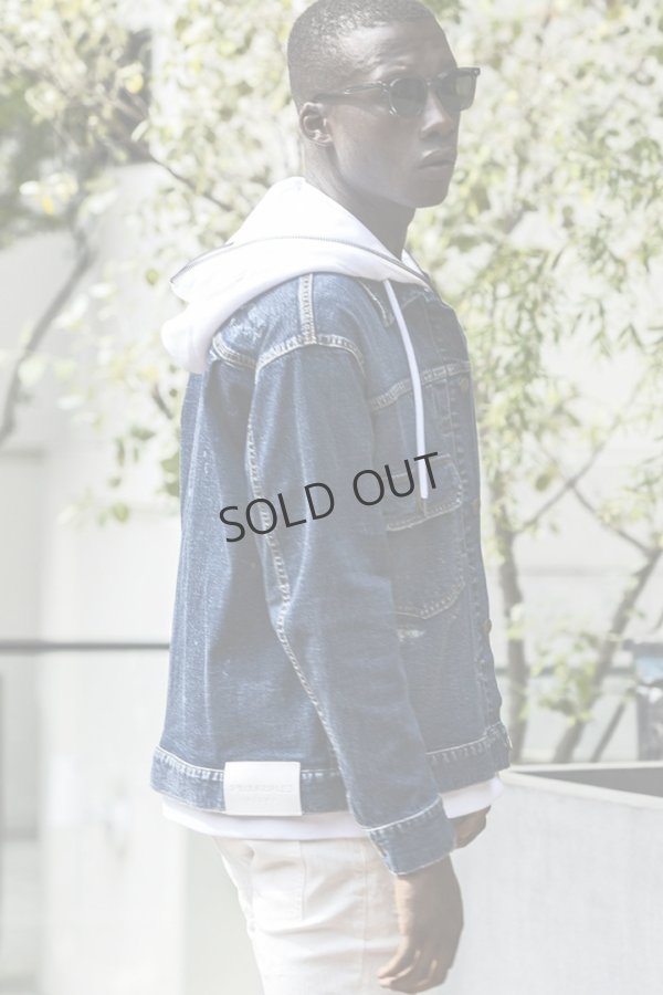 画像4: {SOLD}1piu1uguale3 RELAX ウノピゥウノウグァーレトレ リラックス デニムジャケットフーディー{-BES} (4)