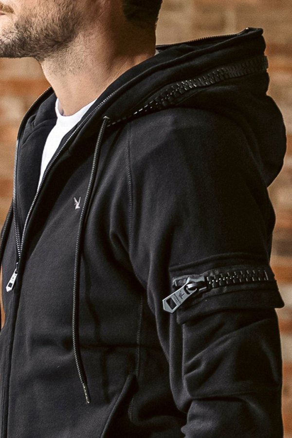 画像5: 1piu1uguale3 RELAX ウノピゥウノウグァーレトレ リラックス ビッグファスナーカーゴポケットスウェットパーカー{-BEA} (5)