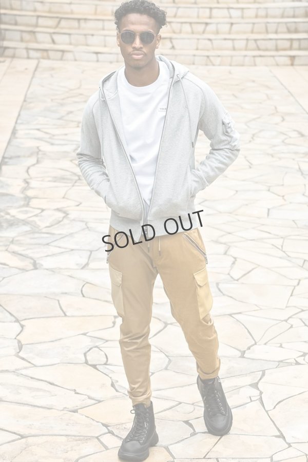 画像12: {SOLD}1piu1uguale3 RELAX ウノピゥウノウグァーレトレ リラックス ビッグファスナーカーゴポケットスウェットパーカー{-BEA} (12)