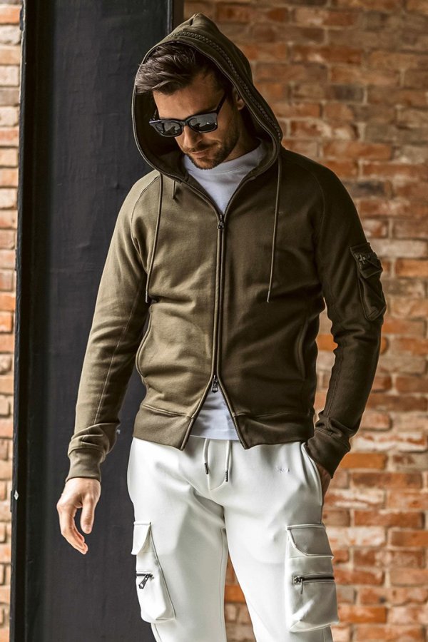 画像6: 【 10%OFF セール24,200円→21,780円】 1piu1uguale3 RELAX ウノピゥウノウグァーレトレ リラックス ビッグファスナーカーゴポケットスウェットパーカー{-BEA} (6)