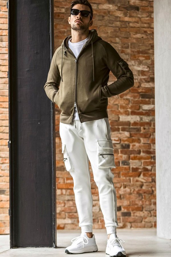 画像9: 【 10%OFF セール24,200円→21,780円】 1piu1uguale3 RELAX ウノピゥウノウグァーレトレ リラックス ビッグファスナーカーゴポケットスウェットパーカー{-BEA} (9)