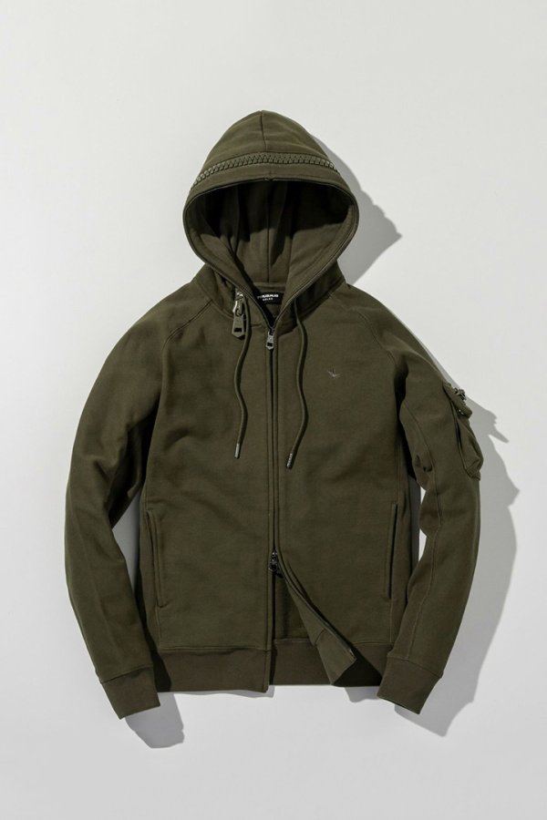 画像10: 【 10%OFF セール24,200円→21,780円】 1piu1uguale3 RELAX ウノピゥウノウグァーレトレ リラックス ビッグファスナーカーゴポケットスウェットパーカー{-BEA} (10)