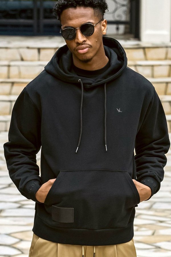 画像1: 【 10%OFF セール20,900円→18,810円】 1piu1uguale3 RELAX ウノピゥウノウグァーレトレ リラックス レザーパッチスウェットプルオーバーフーディー{-BEA} (1)