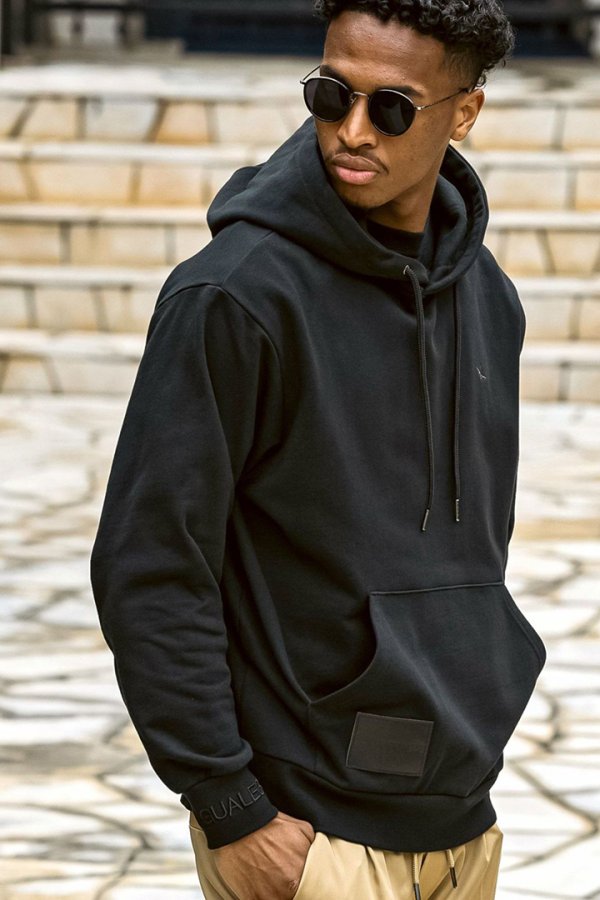 画像2: 【 10%OFF セール20,900円→18,810円】 1piu1uguale3 RELAX ウノピゥウノウグァーレトレ リラックス レザーパッチスウェットプルオーバーフーディー{-BEA} (2)