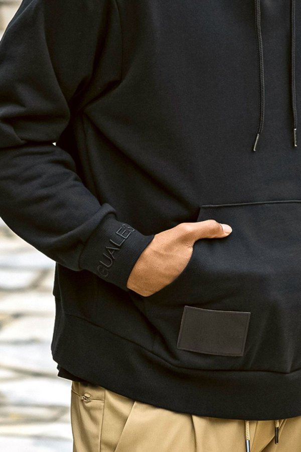 画像6: 【 10%OFF セール20,900円→18,810円】 1piu1uguale3 RELAX ウノピゥウノウグァーレトレ リラックス レザーパッチスウェットプルオーバーフーディー{-BEA} (6)
