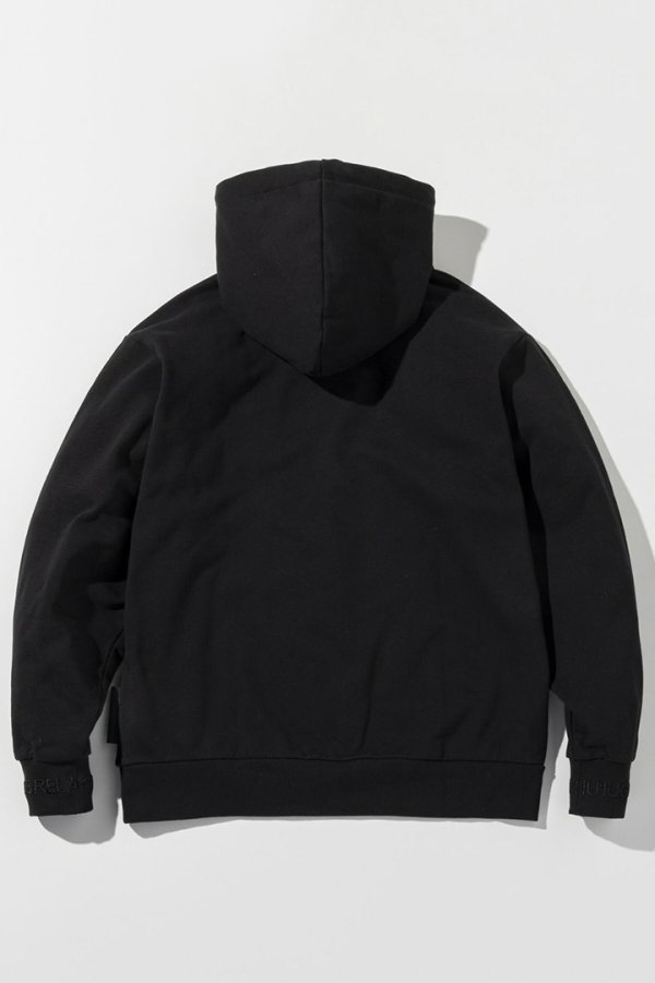 画像9: 【 10%OFF セール20,900円→18,810円】 1piu1uguale3 RELAX ウノピゥウノウグァーレトレ リラックス レザーパッチスウェットプルオーバーフーディー{-BEA} (9)