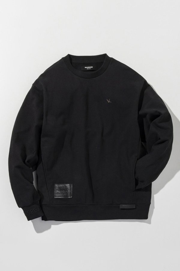 画像9: 【 10%OFF セール18,920円→17,028円】 1piu1uguale3 RELAX ウノピゥウノウグァーレトレ リラックス レザーパッチスウェットクルーネックプルオーバー{-BEA} (9)