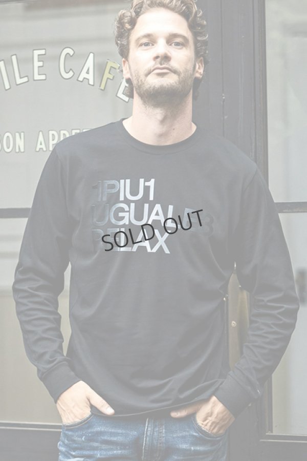 画像1: {SOLD}1piu1uguale3 RELAX ウノピゥウノウグァーレトレ リラックス グラデーションフロッキーロゴロングTシャツ{-BDA} (1)