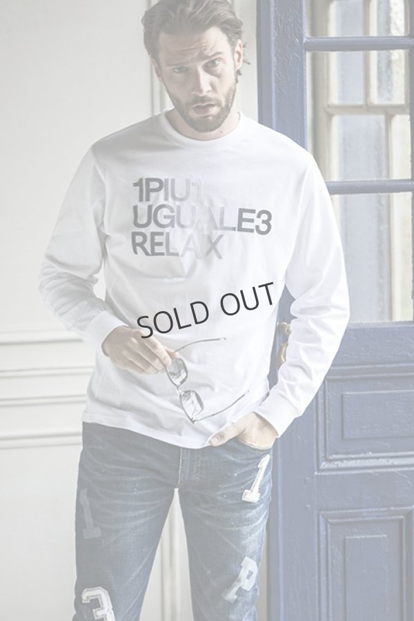 画像2: {SOLD}1piu1uguale3 RELAX ウノピゥウノウグァーレトレ リラックス グラデーションフロッキーロゴロングTシャツ{-BDA} (2)