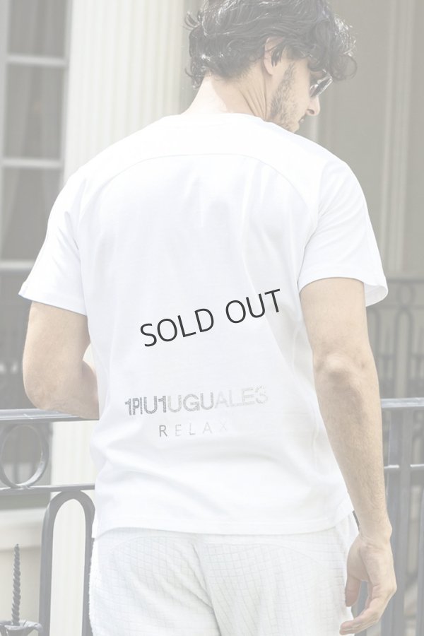 画像1: {SOLD}1piu1uguale3 RELAX ウノピゥウノウグァーレトレ リラックス ラインストーンバックサイドロゴ半袖Tシャツ{-BES} (1)