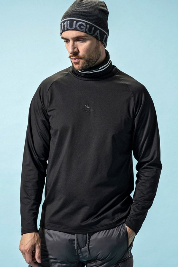 画像1: 【 10%OFF セール｜12,100円→10,890円】 1piu1uguale3 RELAX ウノピゥウノウグァーレトレ リラックス 裏起毛ハイネックロゴロングTシャツ / スノーボード / スノーウェア /インナー{-BEA} (1)