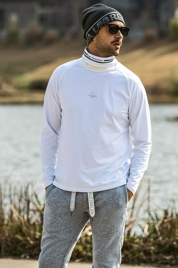 画像9: 【 10%OFF セール｜12,100円→10,890円】 1piu1uguale3 RELAX ウノピゥウノウグァーレトレ リラックス 裏起毛ハイネックロゴロングTシャツ / スノーボード / スノーウェア /インナー{-BEA} (9)