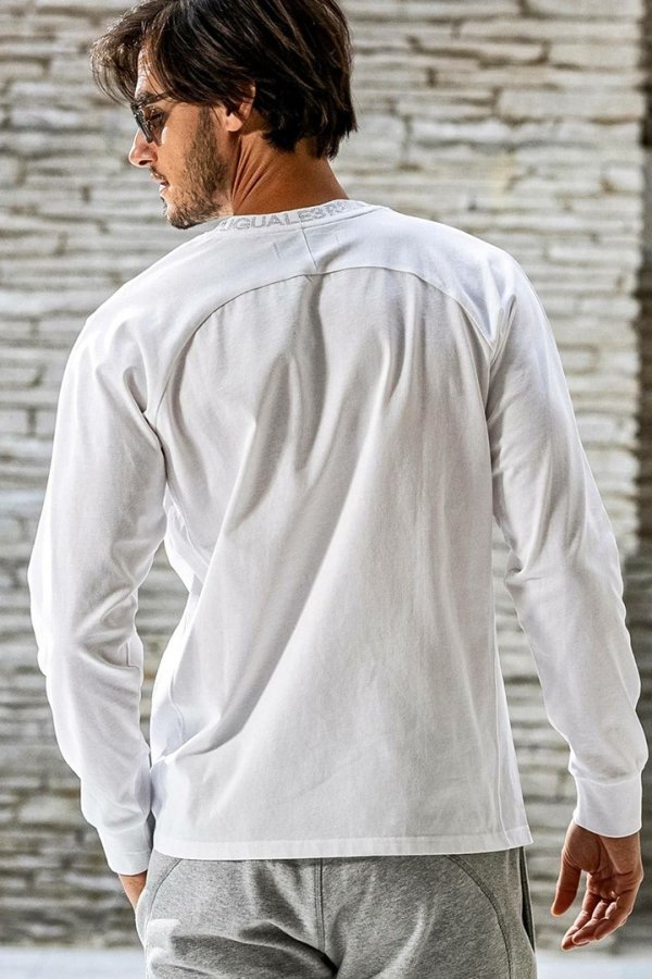 画像3: 1piu1uguale3 RELAX ウノピゥウノウグァーレトレ リラックス ラインストーンネックロゴロングTシャツ{-BEA} (3)