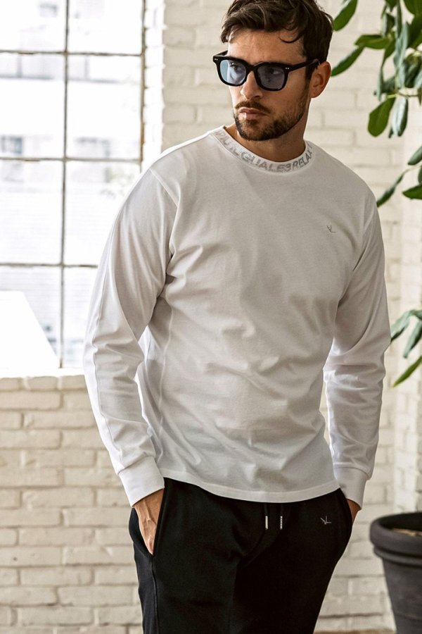 画像6: 1piu1uguale3 RELAX ウノピゥウノウグァーレトレ リラックス ラインストーンネックロゴロングTシャツ{-BEA} (6)