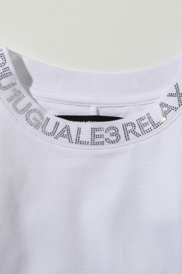 画像11: 1piu1uguale3 RELAX ウノピゥウノウグァーレトレ リラックス ラインストーンネックロゴロングTシャツ{-BEA} (11)
