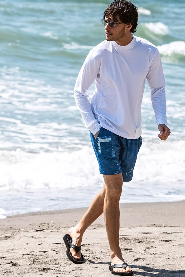 画像4: 1piu1uguale3 RELAX ウノピゥウノウグァーレトレ リラックス ラインロゴラッシュガードロングTシャツ{-BFS} (4)