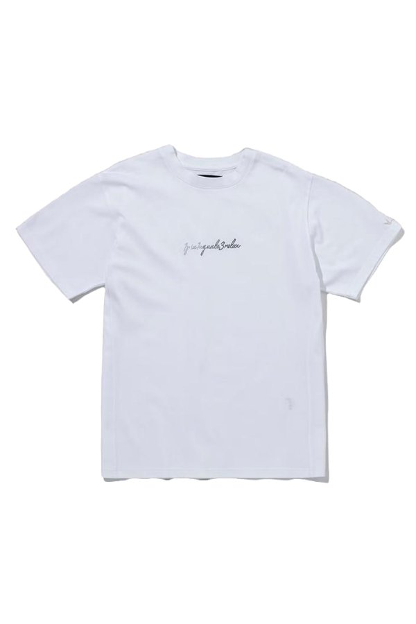 画像1: 1piu1uguale3 RELAX ウノピゥウノウグァーレトレ リラックス グラデーションラインストーン半袖ロゴTシャツ{-BFS} (1)