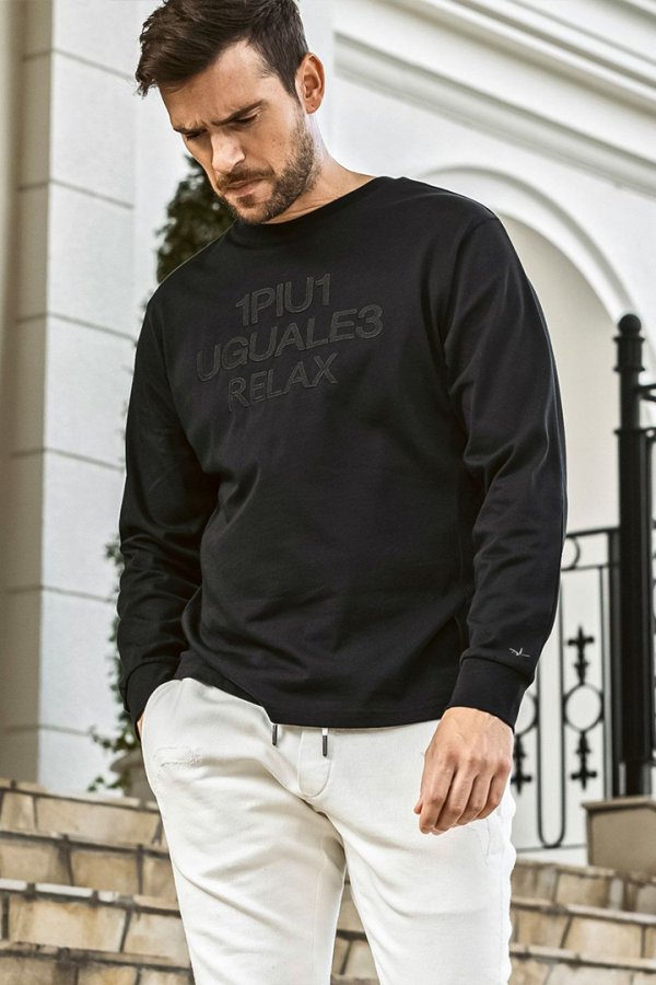 画像6: 1piu1uguale3 RELAX ウノピゥウノウグァーレトレ リラックス ツイルロゴアップリケロングTシャツ{-BFS} (6)