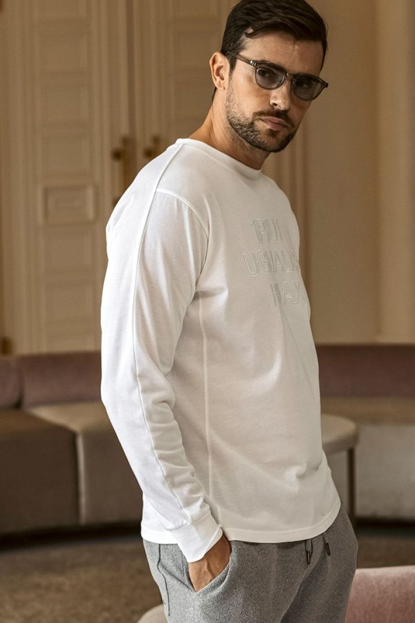 画像4: 1piu1uguale3 RELAX ウノピゥウノウグァーレトレ リラックス ツイルロゴアップリケロングTシャツ{-BFS} (4)