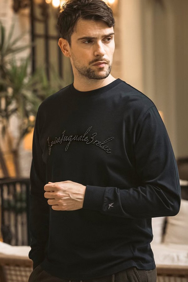 画像1: 1piu1uguale3 RELAX ウノピゥウノウグァーレトレ リラックス スタッズロゴロングTシャツ{-BFA} (1)