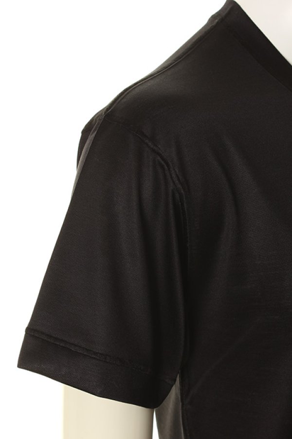 画像5: 【 30%OFF セール44,000円→30,800円】 T' ティー EXQUISITE "SPUN SILK 100％ TOP DYED MELANGE YARN series Vee Neck Short Sleeve BASIC{-AGS} (5)