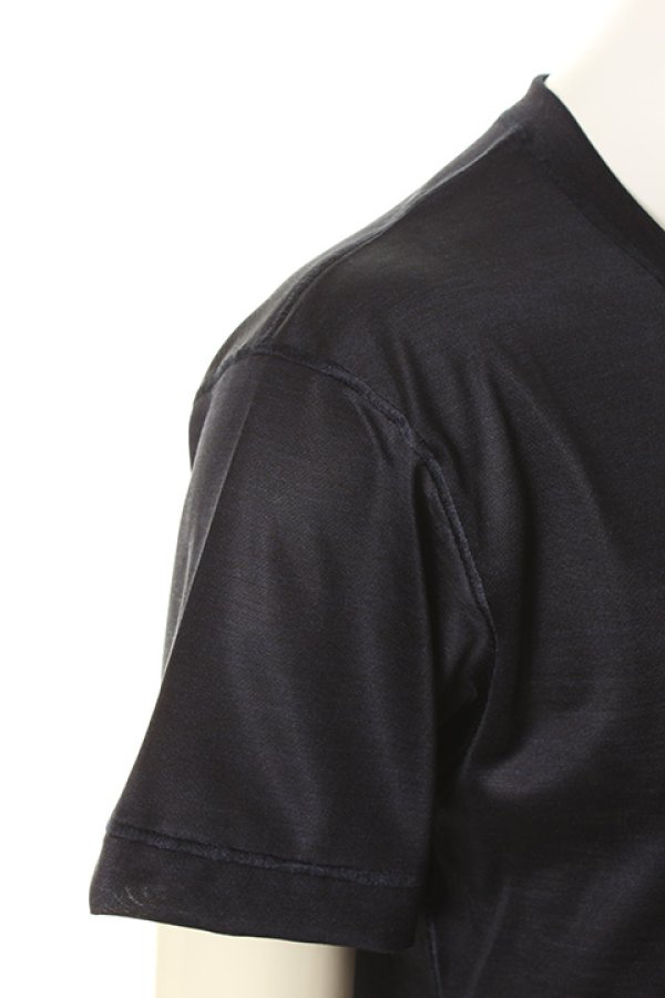 画像5: 【 30%OFF セール44,000円→30,800円】 T' ティー EXQUISITE "SPUN SILK 100％ TOP DYED MELANGE YARN series Vee Neck Short Sleeve BASIC{-AGS} (5)