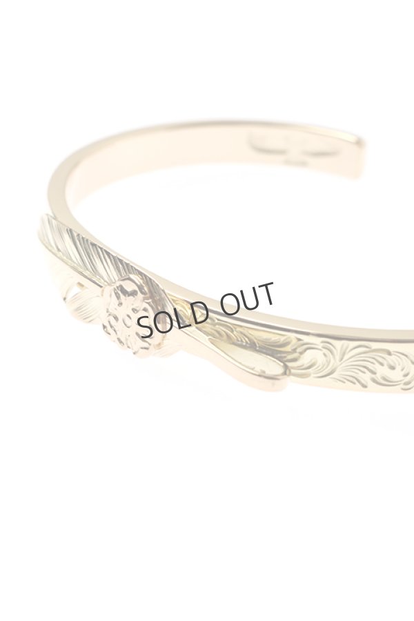 画像4: {SOLD}Taro Washimi タロウ ワシミ 鷲見太郎 K18 M arabesque design 5mm bangle/feather/flower metal{-BJA} (4)