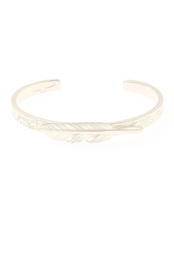 画像2:  {SOLD} Taro Washimi タロウ ワシミ 鷲見太郎 K18 M arabesque design 5mm bangle/feather {-BJA}  :WT-202010-06-F  (2)