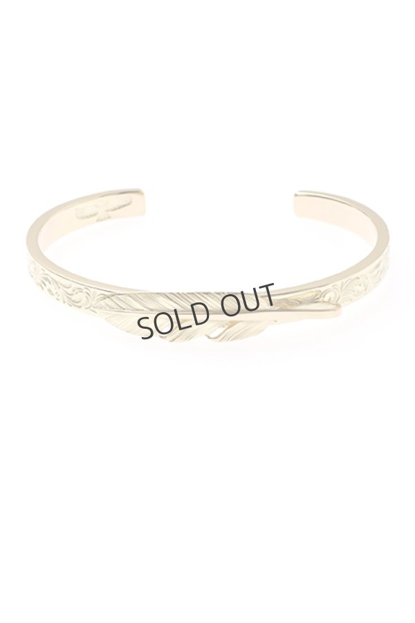 画像2: {SOLD}Taro Washimi タロウ ワシミ 鷲見太郎 K18 M arabesque design 5mm bangle/feather{-BJA} (2)