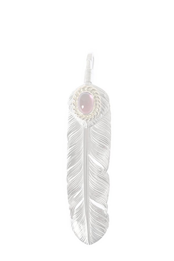 画像1:  {SOLD} Taro Washimi タロウ ワシミ 鷲見太郎 M feather / M heart feather / pink tourmaline pendant {-BJA}  :WT-202011-02-F  (1)