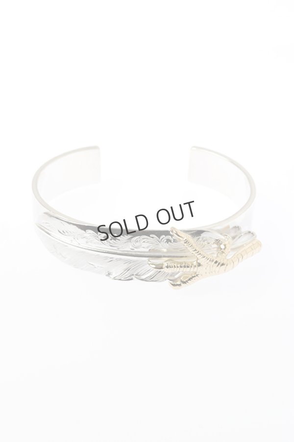 画像3: {SOLD}Taro Washimi タロウ ワシミ 鷲見太郎 M plain bangle 12mm/arabesque flight feather/eagle claw{-BJA} (3)