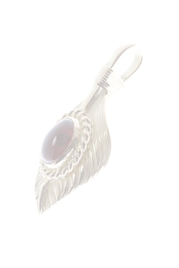 画像3:  {SOLD} Taro Washimi タロウ ワシミ 鷲見太郎 L K18 flight heart feather 01 / Cabochon GARNET {-BJA}  :WT-202012-21-F  (3)