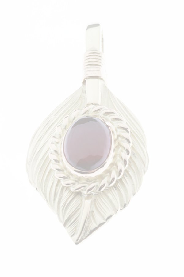 画像5:  {SOLD} Taro Washimi タロウ ワシミ 鷲見太郎 L K18 flight heart feather 02 / Cabochon GARNET {-BJA}  :WT-202012-22-F  (5)