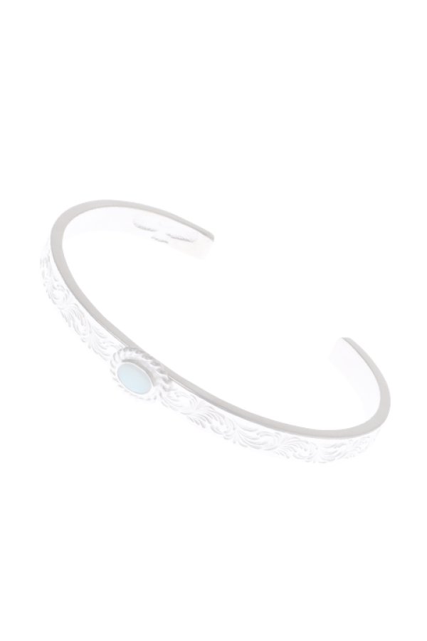 画像1:  {SOLD} Taro Washimi タロウ ワシミ 鷲見太郎 Ｍ arabesque design 5mm bangle/opal 5×7/5×7 cup {-BAA}  :WT-202112-27-F  (1)