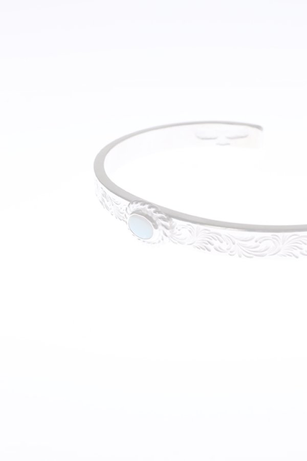 画像2:  {SOLD} Taro Washimi タロウ ワシミ 鷲見太郎 Ｍ arabesque design 5mm bangle/opal 5×7/5×7 cup {-BAA}  :WT-202112-27-F  (2)