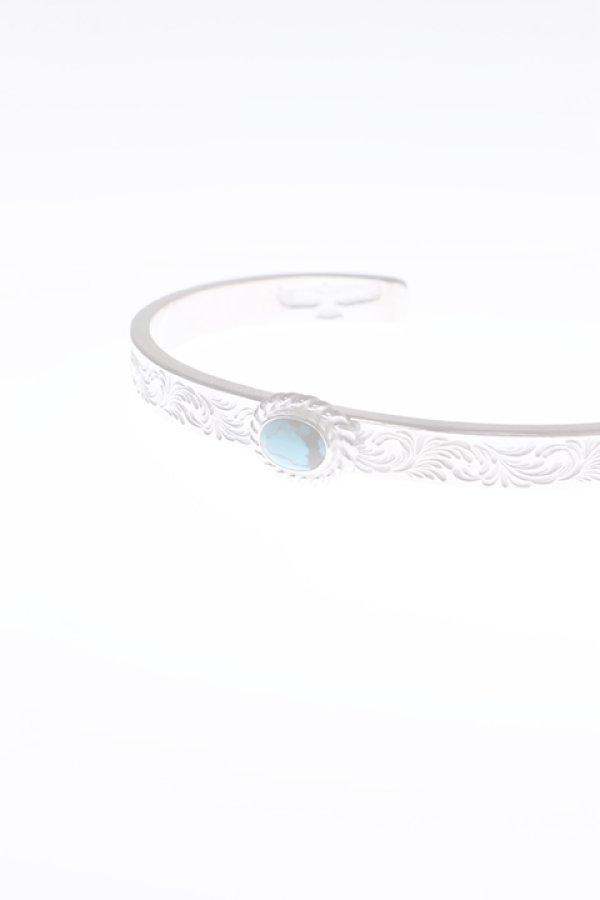 画像2:  {SOLD} Taro Washimi タロウ ワシミ 鷲見太郎 Ｍ arabesque design 5mm bangle/turquoise 5×7/5×7 cup {-BAA}  :WT-202112-29-F  (2)