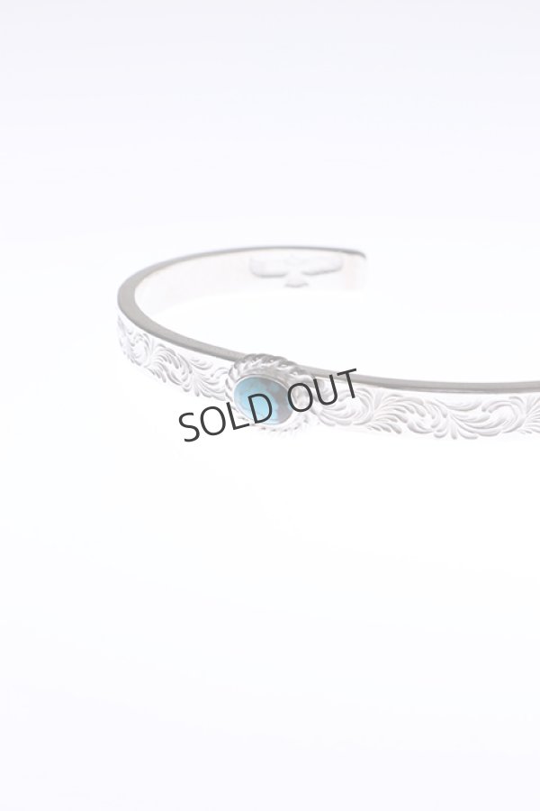画像2: {SOLD}Taro Washimi タロウ ワシミ 鷲見太郎 M arabesque design 5mm bangle/turquoise 5×7/5×7 cup{-BAA} (2)