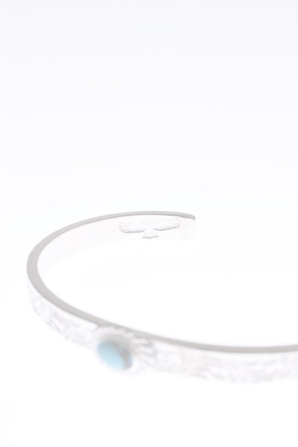 画像3:  {SOLD} Taro Washimi タロウ ワシミ 鷲見太郎 Ｍ arabesque design 5mm bangle/turquoise 5×7/5×7 cup {-BAA}  :WT-202112-29-F  (3)