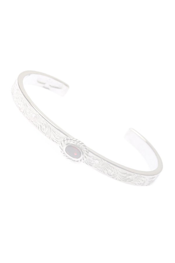画像1:  {SOLD} Taro Washimi タロウ ワシミ 鷲見太郎 Ｍ arabesque design 5mm bangle／CUT GARNET {-BCA}  :WT-202308-02-F  (1)