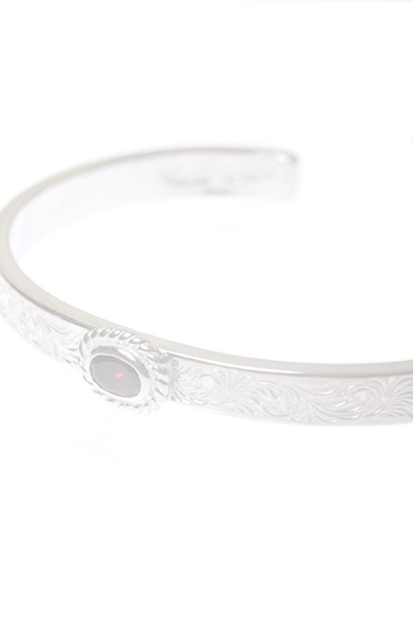 画像2:  {SOLD} Taro Washimi タロウ ワシミ 鷲見太郎 Ｍ arabesque design 5mm bangle／CUT GARNET {-BCA}  :WT-202308-02-F  (2)